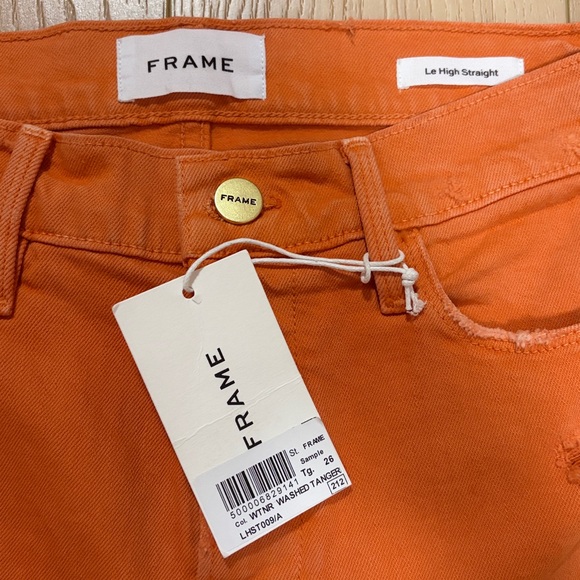 FRAME Le High Straight, Distressed, Washed Tangerine, sz 27 - Picture 7 of 15